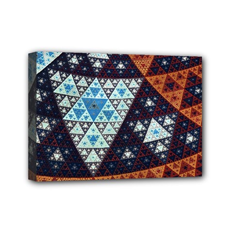 Fractal Triangle Geometric Abstract Pattern Mini Canvas 7  X 5  (stretched) by Cemarart