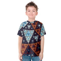 Fractal Triangle Geometric Abstract Pattern Kids  Cotton T-shirt