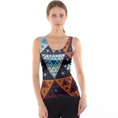 Fractal Triangle Geometric Abstract Pattern Women s Basic Tank Top