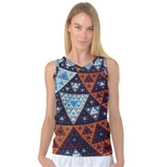 Fractal Triangle Geometric Abstract Pattern Women s Basketball Tank Top