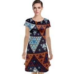 Fractal Triangle Geometric Abstract Pattern Cap Sleeve Nightdress