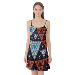 Fractal Triangle Geometric Abstract Pattern Satin Night Slip