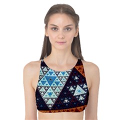 Fractal Triangle Geometric Abstract Pattern Tank Bikini Top by Cemarart