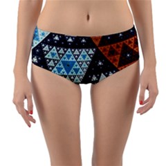 Fractal Triangle Geometric Abstract Pattern Reversible Mid-waist Bikini Bottoms