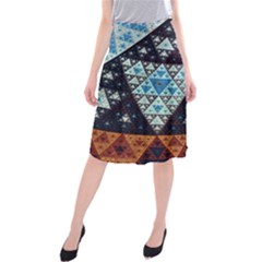 Fractal Triangle Geometric Abstract Pattern Midi Beach Skirt