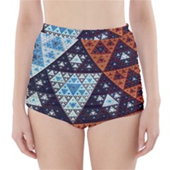 Fractal Triangle Geometric Abstract Pattern High-waisted Bikini Bottoms