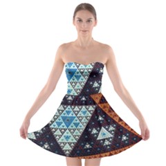 Fractal Triangle Geometric Abstract Pattern Strapless Bra Top Dress