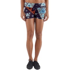 Fractal Triangle Geometric Abstract Pattern Yoga Shorts