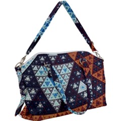 Fractal Triangle Geometric Abstract Pattern Canvas Crossbody Bag