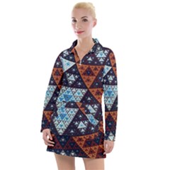 Fractal Triangle Geometric Abstract Pattern Women s Long Sleeve Casual Dress