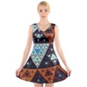 Fractal Triangle Geometric Abstract Pattern V-Neck Sleeveless Dress View1