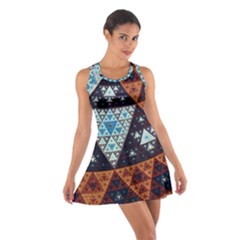 Fractal Triangle Geometric Abstract Pattern Cotton Racerback Dress