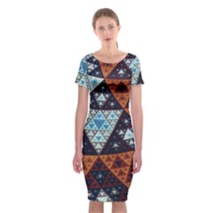 Fractal Triangle Geometric Abstract Pattern Classic Short Sleeve Midi Dress