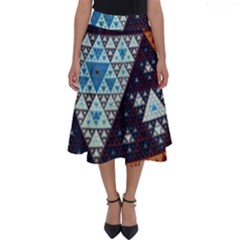 Fractal Triangle Geometric Abstract Pattern Perfect Length Midi Skirt