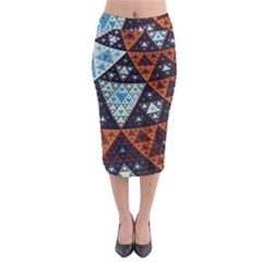 Fractal Triangle Geometric Abstract Pattern Midi Pencil Skirt