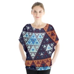 Fractal Triangle Geometric Abstract Pattern Batwing Chiffon Blouse