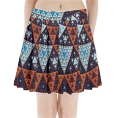 Fractal Triangle Geometric Abstract Pattern Pleated Mini Skirt