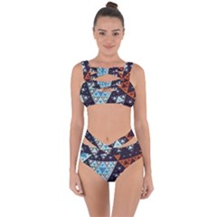 Fractal Triangle Geometric Abstract Pattern Bandaged Up Bikini Set 