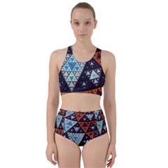 Fractal Triangle Geometric Abstract Pattern Racer Back Bikini Set