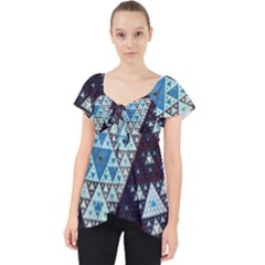 Fractal Triangle Geometric Abstract Pattern Lace Front Dolly Top