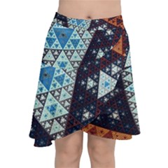 Fractal Triangle Geometric Abstract Pattern Chiffon Wrap Front Skirt