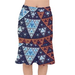 Fractal Triangle Geometric Abstract Pattern Short Mermaid Skirt