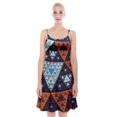 Fractal Triangle Geometric Abstract Pattern Spaghetti Strap Velvet Dress
