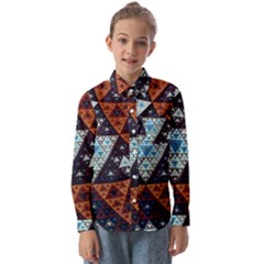 Fractal Triangle Geometric Abstract Pattern Kids  Long Sleeve Shirt
