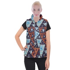 Fractal Triangle Geometric Abstract Pattern Women s Button Up Vest