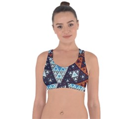 Fractal Triangle Geometric Abstract Pattern Cross String Back Sports Bra