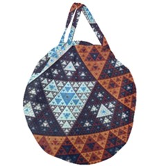 Fractal Triangle Geometric Abstract Pattern Giant Round Zipper Tote