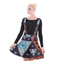 Fractal Triangle Geometric Abstract Pattern Suspender Skater Skirt