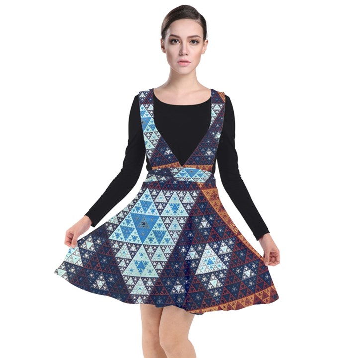 Fractal Triangle Geometric Abstract Pattern Plunge Pinafore Dress