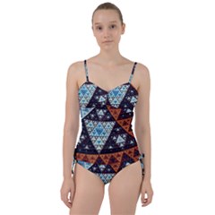 Fractal Triangle Geometric Abstract Pattern Sweetheart Tankini Set