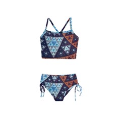 Fractal Triangle Geometric Abstract Pattern Girls  Tankini Swimsuit