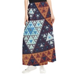 Fractal Triangle Geometric Abstract Pattern Maxi Chiffon Skirt by Cemarart