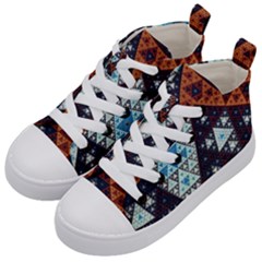 Fractal Triangle Geometric Abstract Pattern Kids  Mid-top Canvas Sneakers