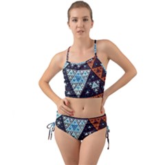 Fractal Triangle Geometric Abstract Pattern Mini Tank Bikini Set by Cemarart