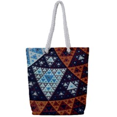 Fractal Triangle Geometric Abstract Pattern Full Print Rope Handle Tote (small)