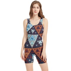 Fractal Triangle Geometric Abstract Pattern Women s Wrestling Singlet