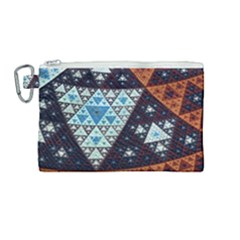 Fractal Triangle Geometric Abstract Pattern Canvas Cosmetic Bag (medium)