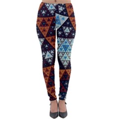 Fractal Triangle Geometric Abstract Pattern Lightweight Velour Leggings