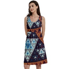 Fractal Triangle Geometric Abstract Pattern Classic Skater Dress