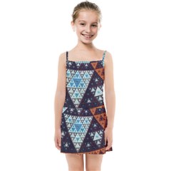 Fractal Triangle Geometric Abstract Pattern Kids  Summer Sun Dress