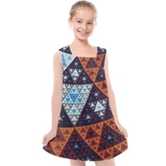 Fractal Triangle Geometric Abstract Pattern Kids  Cross Back Dress