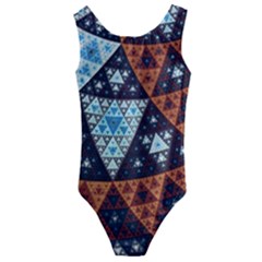 Fractal Triangle Geometric Abstract Pattern Kids  Cut-out Back One Piece Swimsuit