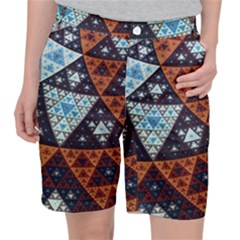 Fractal Triangle Geometric Abstract Pattern Women s Pocket Shorts