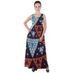 Fractal Triangle Geometric Abstract Pattern Empire Waist Velour Maxi Dress by Cemarart