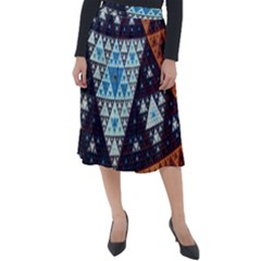 Fractal Triangle Geometric Abstract Pattern Classic Velour Midi Skirt 