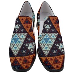 Fractal Triangle Geometric Abstract Pattern Women Slip On Heel Loafers